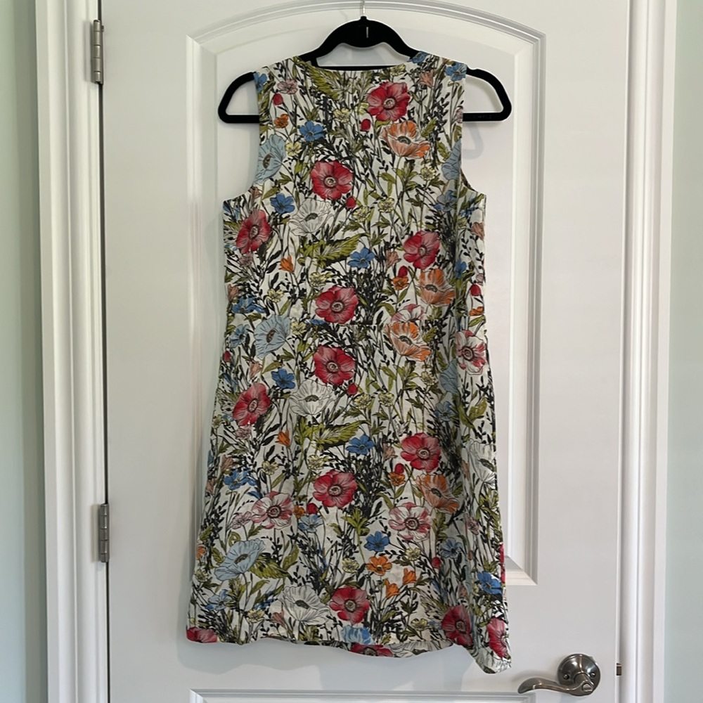 J. Jill Floral Sleeveless Mini Dress in White with Red, Blue, Orange and Green - Picture 5 of 8